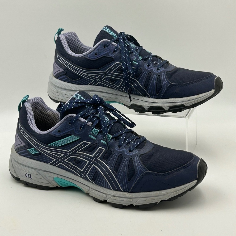 Asics Gel-Venture 7 Running Shoes Womens 9.5 Navy Blue Teal Trail Gorpcore